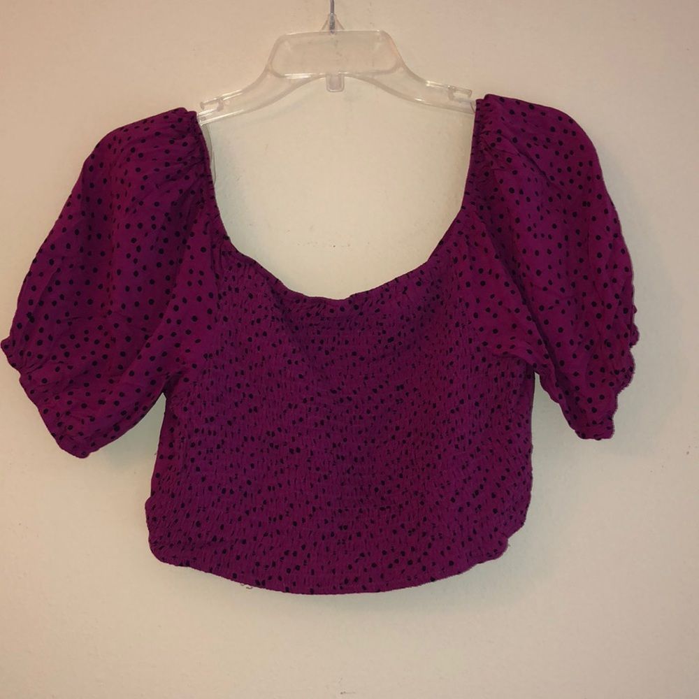 Wild Fable Polka Dot Purple Crop Top Size Medium - Picture 3 of 4